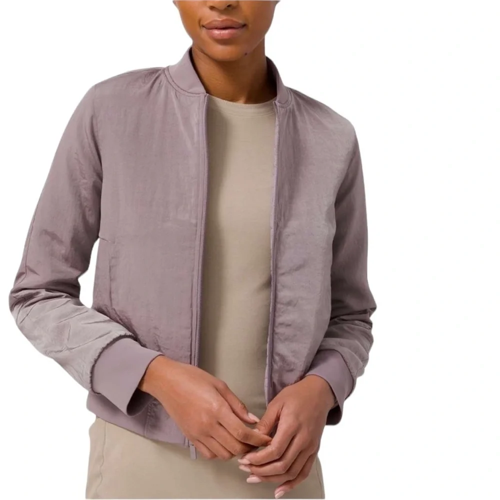 Lululemon Serene Travels Bomber Jacket Sz 6 Purple / Gray